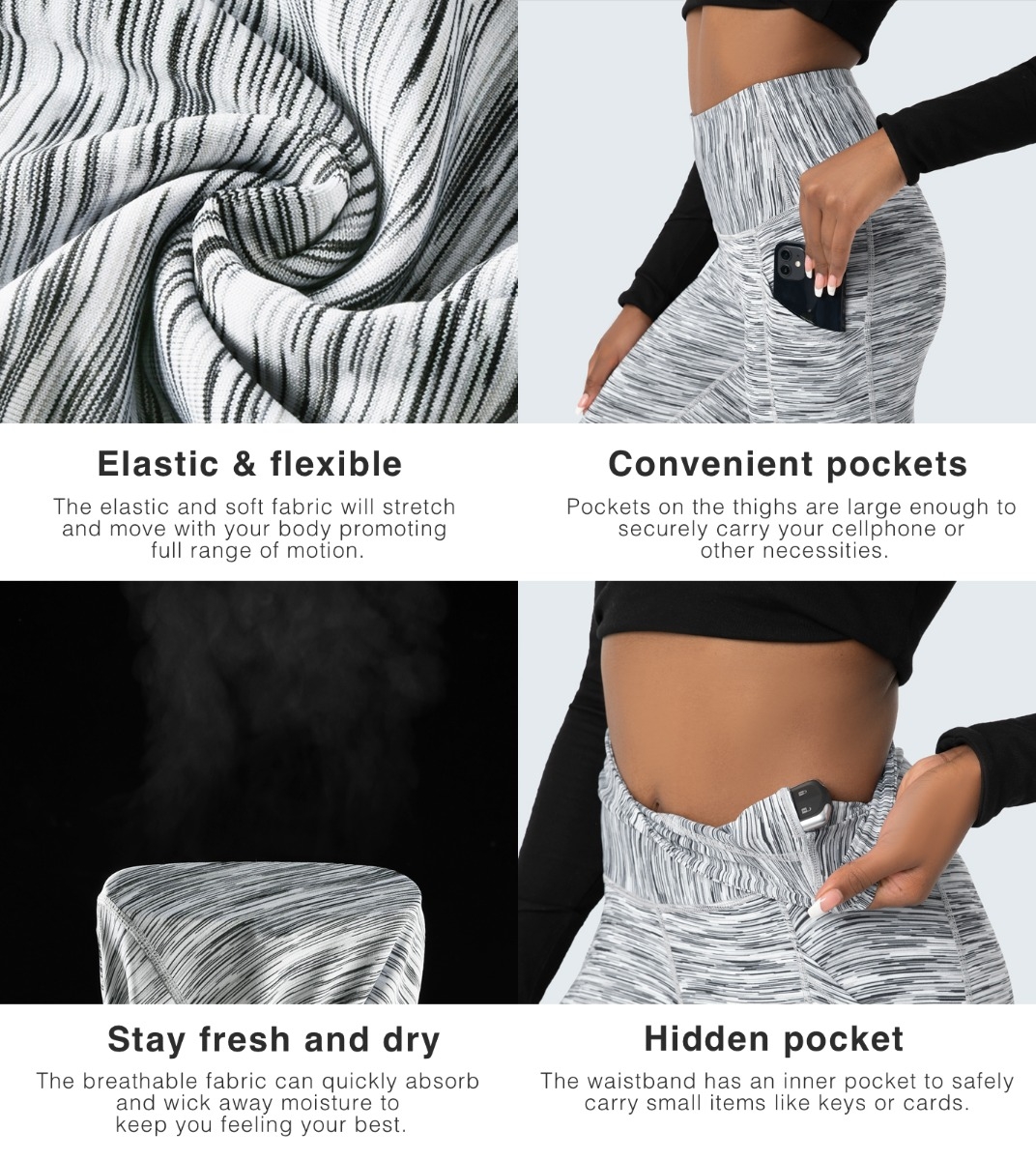 Huzza Womens High Waisted Yoga Pants Tummy Control Scrunched Booty Leggings  Workout Running Butt Lift