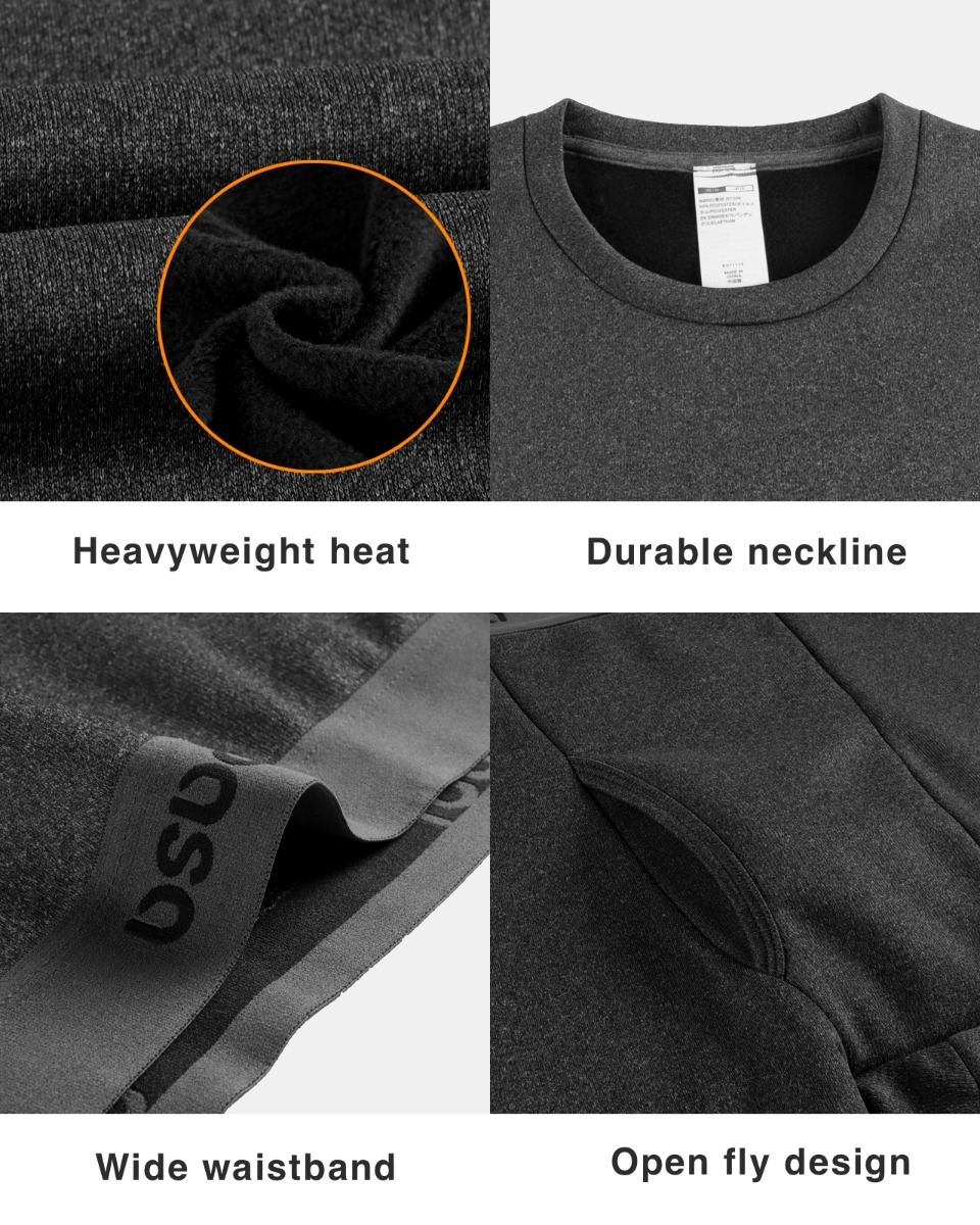 LAPASA Men's Fleece Lined Thermal Underwear Set, Warm Long Sleeve Long Johns Top and Bottom, Base Layer Set Light/Mid/Heavy Weight （Thermoflux M11 M57 M24