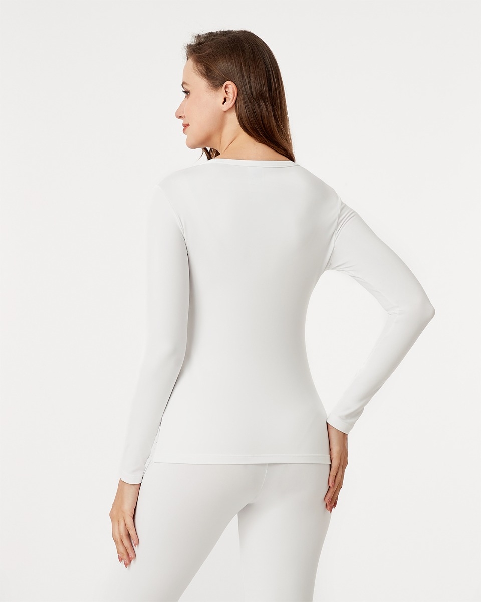 LAPASA Womens Ultra Light Soft Thermal Underwear Top U Neck Warm Up Base Layer Shirt 7/8 Sleeve L63 