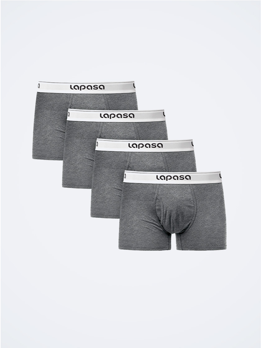 LAPASA (4 Pack) Men's Bulge Pouch Cotton Boxer Briefs Stretch Open Fly  Trunks M03 | Lapasa