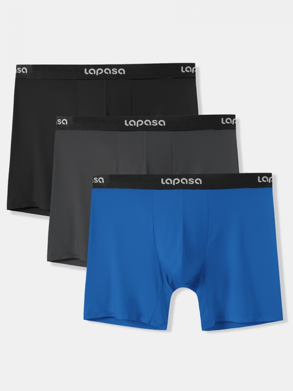 LAPASA (3 Pack) Men's Quick Dry Travel Boxer Brief Breathable No Fly Underwear M47A3                                                                             