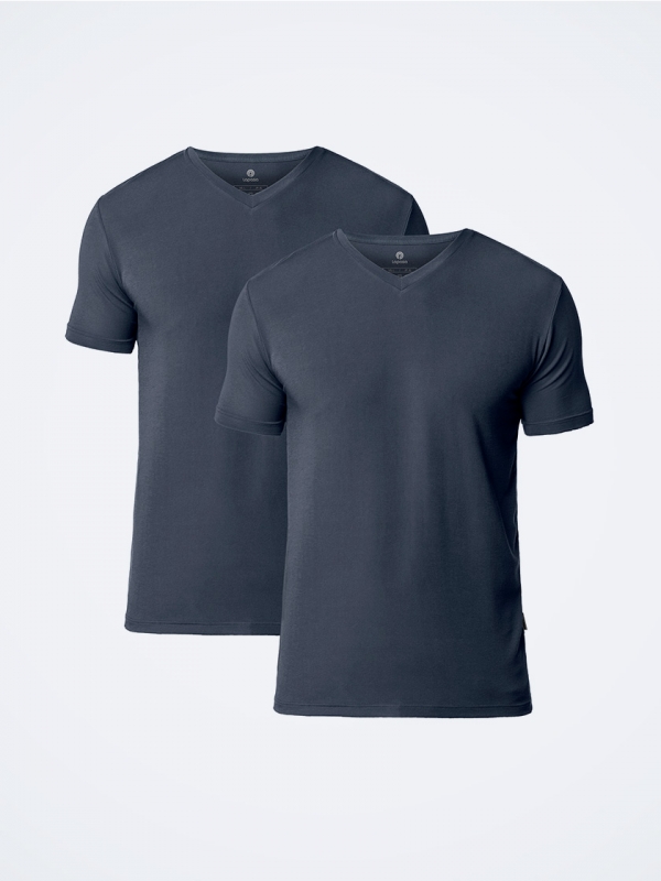 LAPASA (2 Pack) Men's Micromodal Short Sleeve T-Shirt Breathable V-Neck Solid Undershirt M08R2