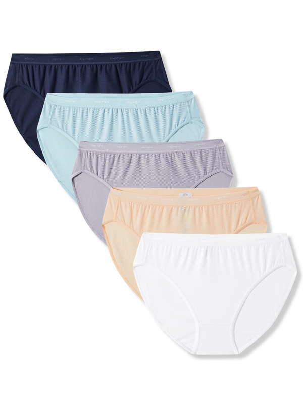 LAPASA 5 Pack Women's Quick Dry Activewear Low-waist Bikini Briefs Multipack Stay Fresh Panties L84R5