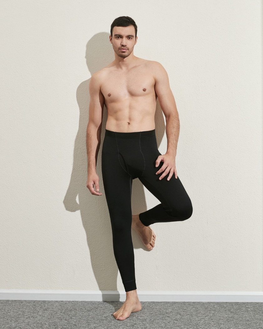 LAPASA Men's 100% Merino Wool Midweight Thermal Bottoms Breathable Long John Pants M68R1