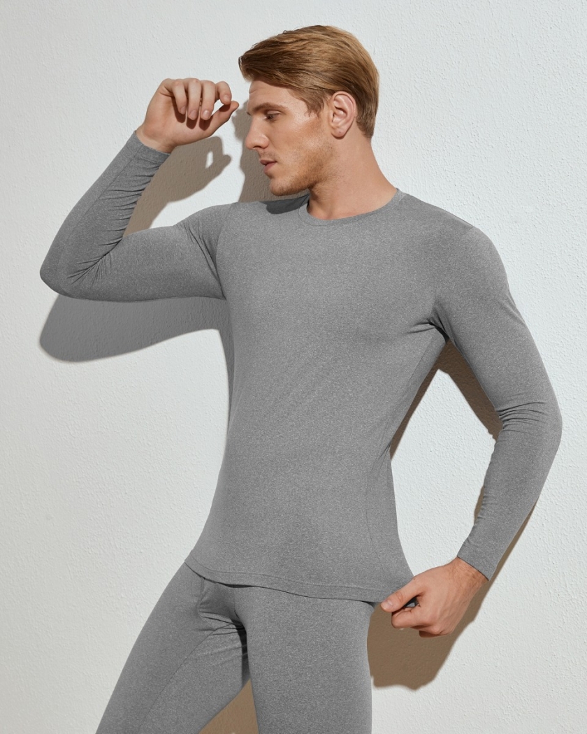 LAPASA (2 Pack) Men's Lightweight Thermal Undershirt Fleece Lined Base Layer Top M09R2