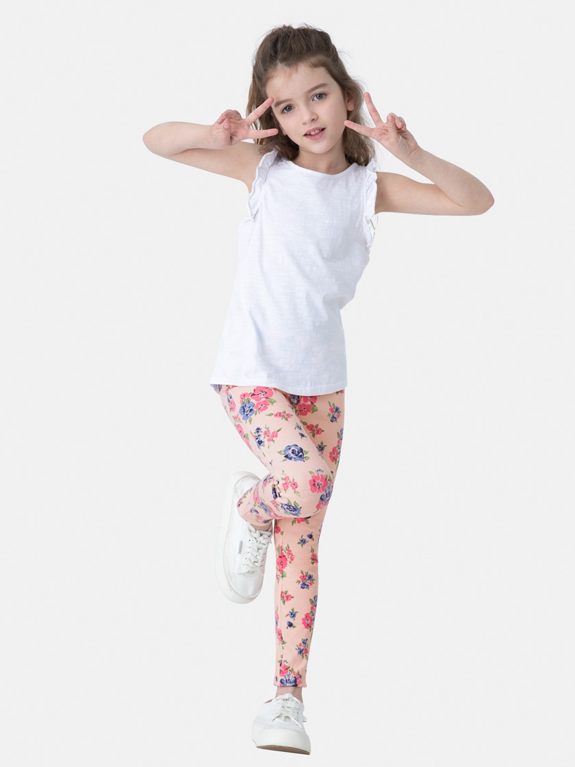 LAPASA Girls' Leggings Cotton, 4-Pack Cute Legging Pants for Girls 3-13 Years, Full Length Stretchy&Soft G11R4
