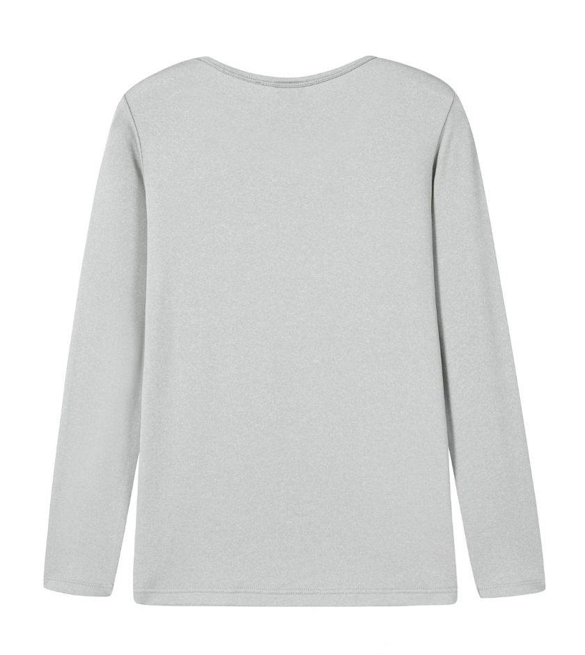 100% Cotton Fleece Lined Long Sleeve Shirt Womens Crew Neck Top 