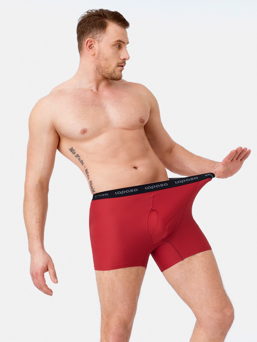 LAPASA 3 Pack Men's Lightweight Quick Dry Activewear Boxer Briefs Breathable Underwear Multipack M118R3