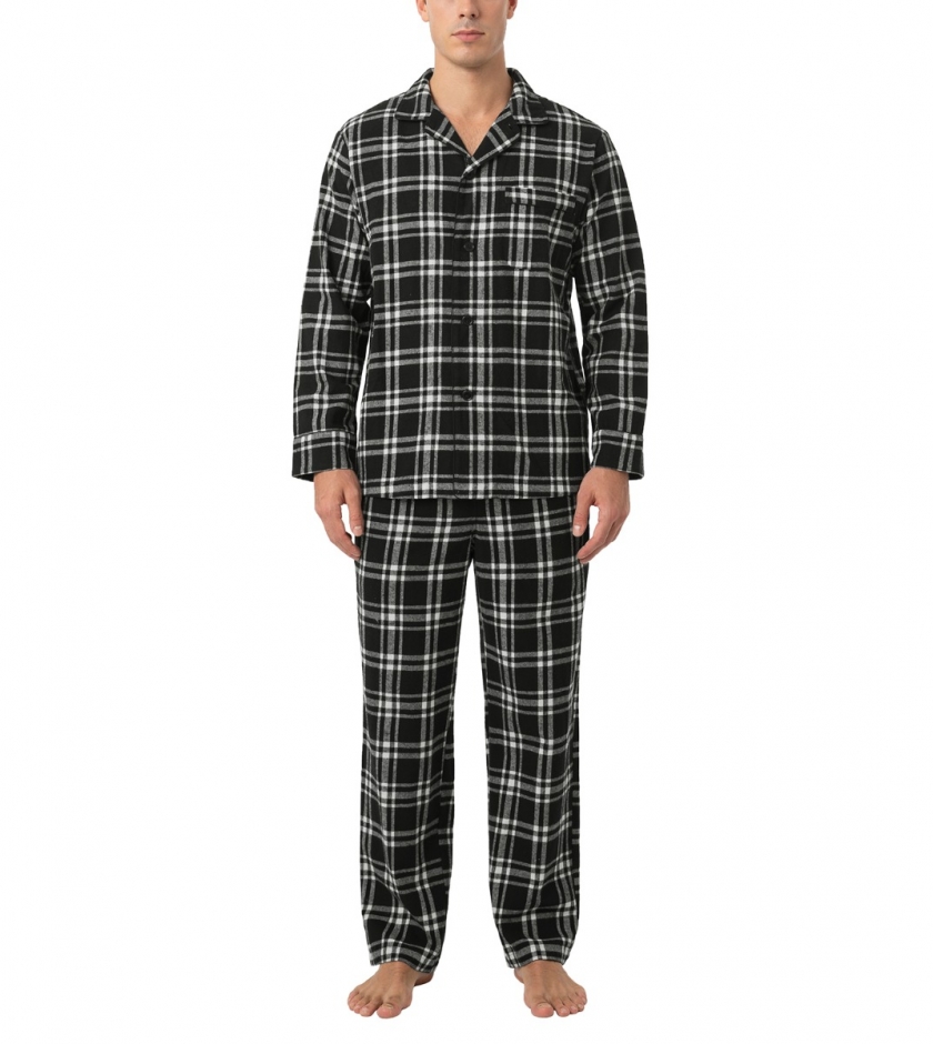 LAPASA Men's 100% Cotton Flannel Pajama Set Lightweight Pajamas Top & Bottom M95R2