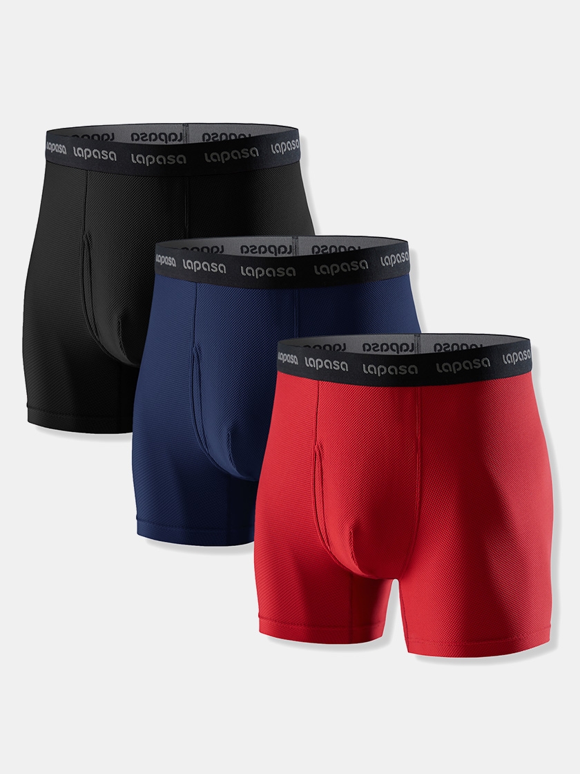 LAPASA 3 Pack Men's Lightweight Quick Dry Activewear Boxer Briefs Breathable Underwear Multipack M118R3