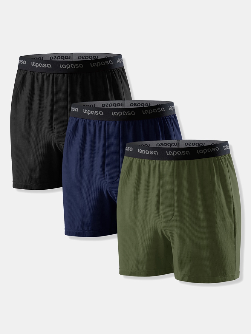 LAPASA 3 Pack Men's Lightweight Quick Dry Activewear Boxers Moisture Wicking Underwear Multipack M120R3